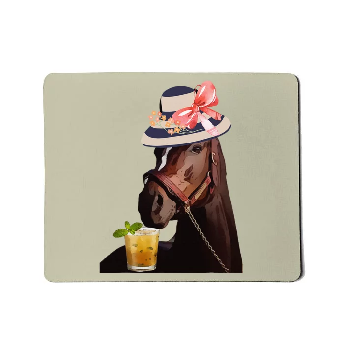 Funny Horse Derby Party Blue Classic Fit Round Mousepad