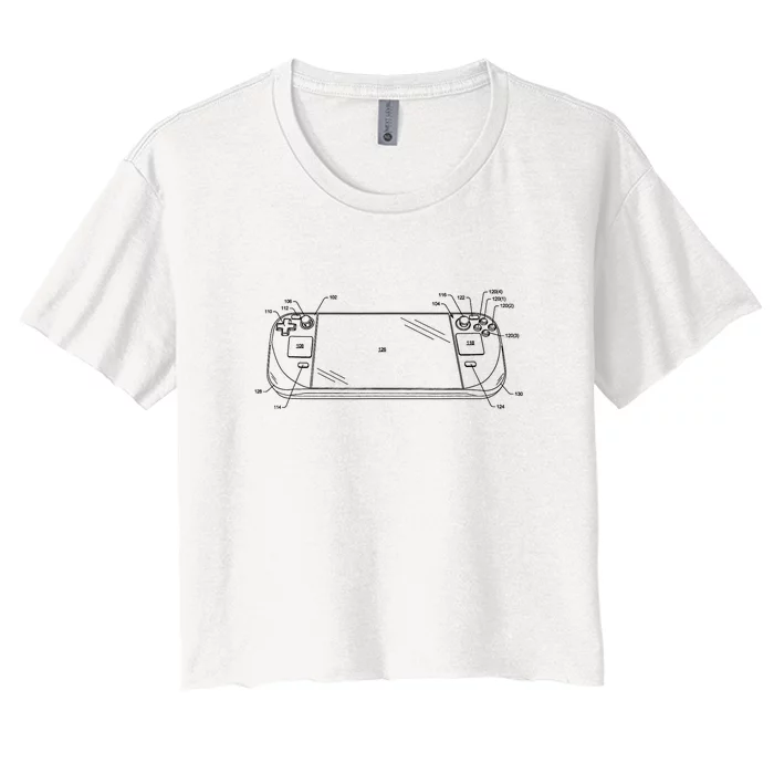 Funny Handheld Deck Gamer Steam Gift Women's Crop Top Tee