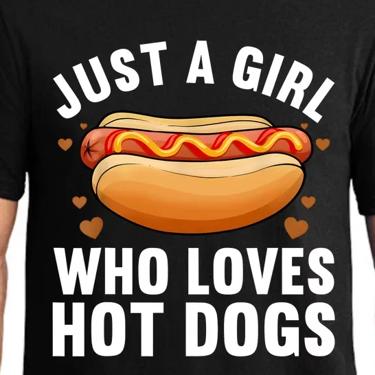 Funny Hot Dog Design Girls Food Hotdog Lovers Pajama Set