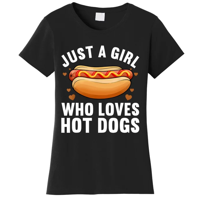 Funny Hot Dog Design Girls Food Hotdog Lovers Women's T-Shirt