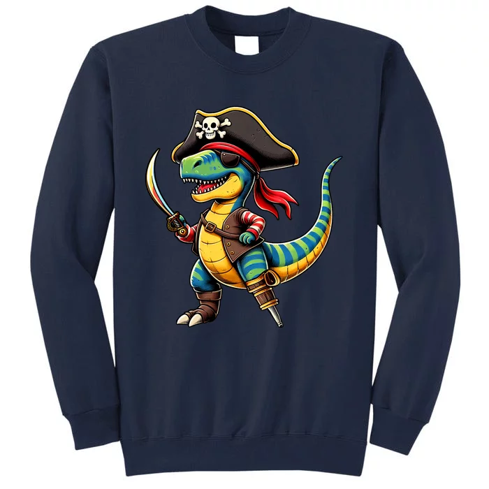 Funny Halloween Dinosaur Trex Pirate Tall Sweatshirt