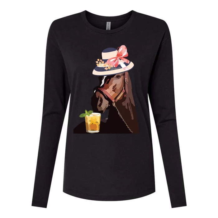 Funny Horse Derby Party Womens Cotton Relaxed Long Sleeve T-Shirt