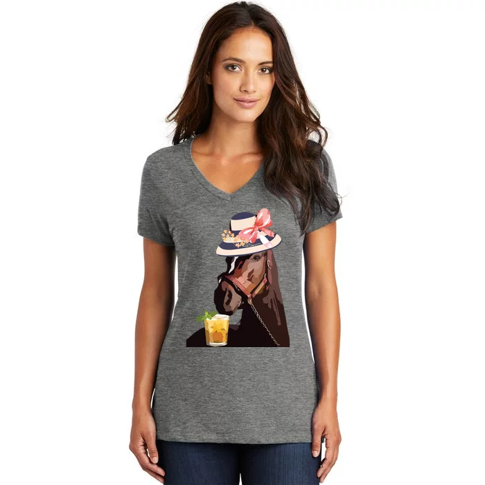 Funny Horse Derby Party Women's V-Neck T-Shirt