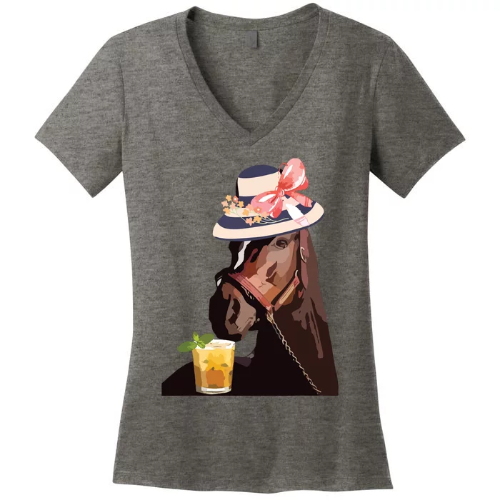 Funny Horse Derby Party Women's V-Neck T-Shirt