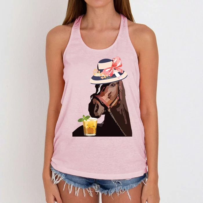 Funny Horse Derby Party Women's Knotted Racerback Tank