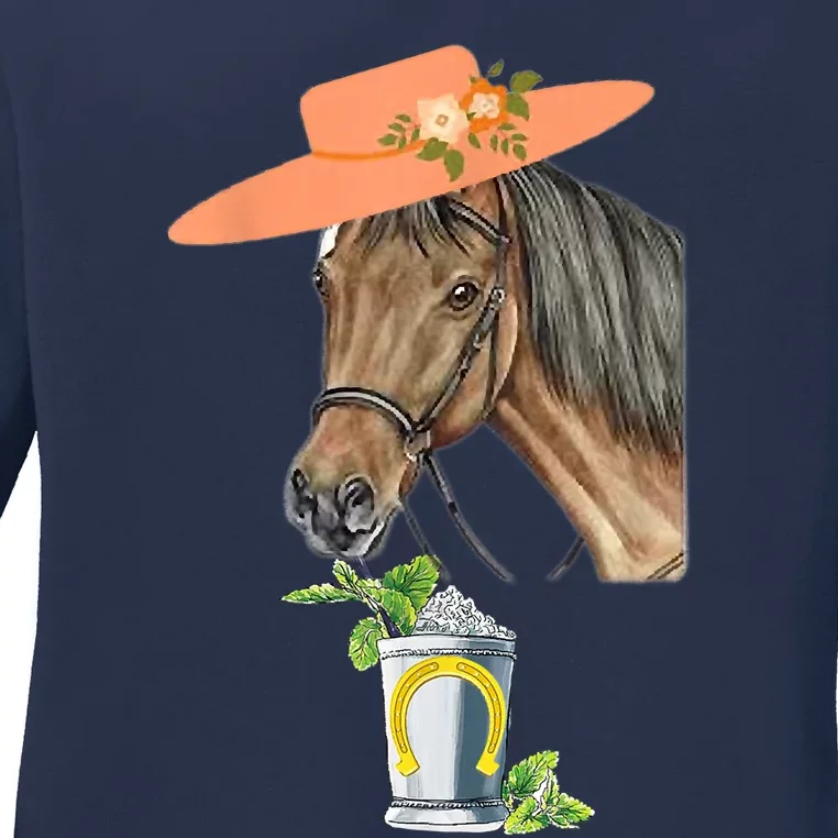 Funny Horse Derby Party Ladies Long Sleeve Shirt