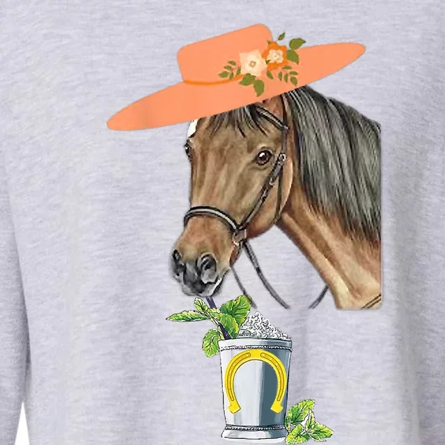 Funny Horse Derby Party Cropped Pullover Crew