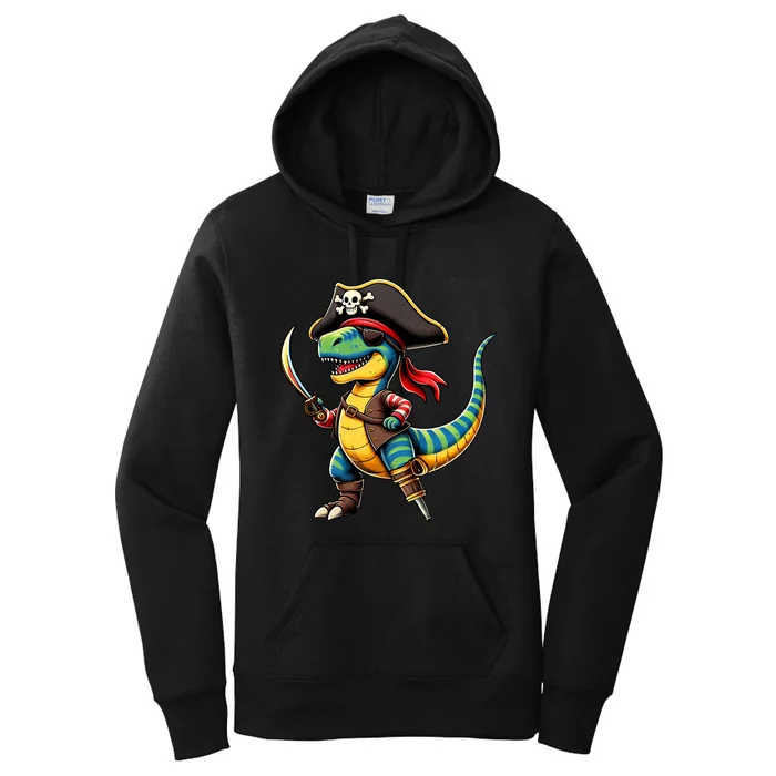 Funny Halloween Dinosaur Trex Pirate Women's Pullover Hoodie