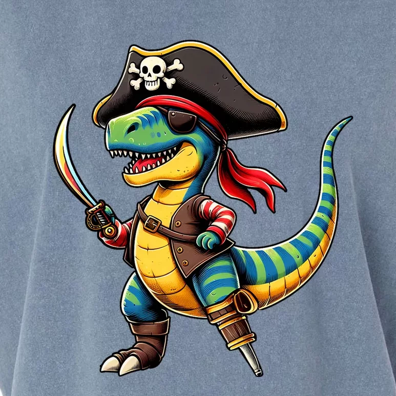 Funny Halloween Dinosaur Trex Pirate Garment-Dyed Women's Muscle Tee