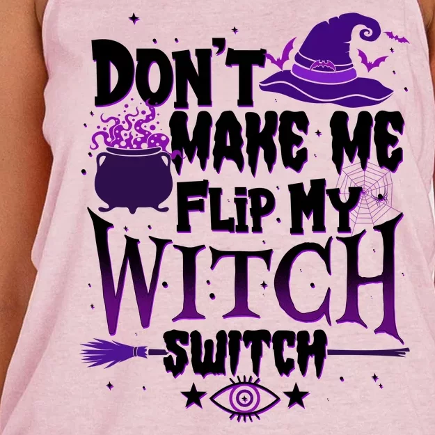 Funny Halloween Don't Make Me Flip My Witch Switch Women's Knotted Racerback Tank