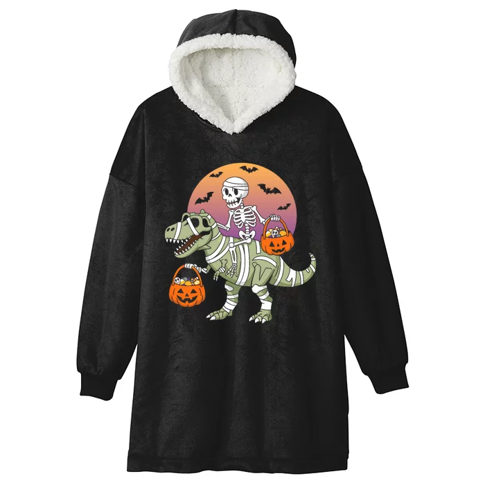 Funny Halloween Dinosaur T Rex Skeleton Hooded Wearable Blanket