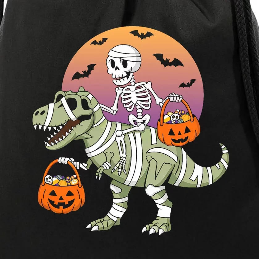 Funny Halloween Dinosaur T Rex Skeleton Drawstring Bag