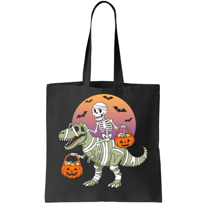 Funny Halloween Dinosaur T Rex Skeleton Tote Bag