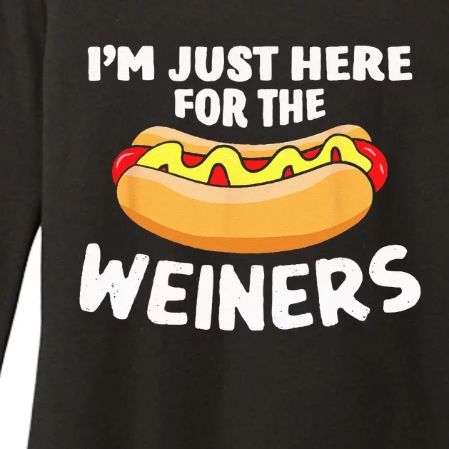 Funny Hot Dog Im Just Here For The Wieners 4th Of July Womens CVC Long Sleeve Shirt