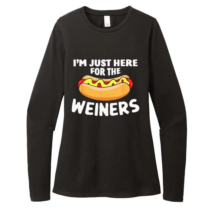 Funny Hot Dog Im Just Here For The Wieners 4th Of July Womens CVC Long Sleeve Shirt