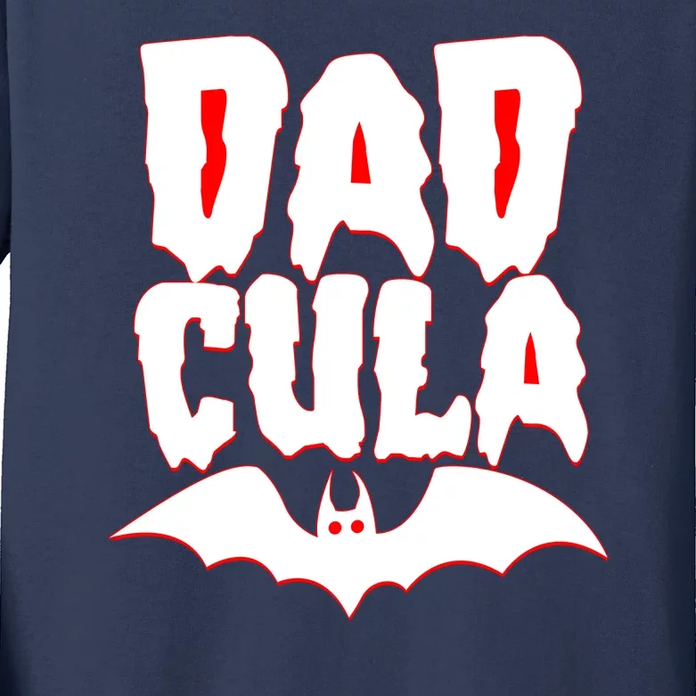 Funny Halloween Dadcula Dracula Kids Long Sleeve Shirt