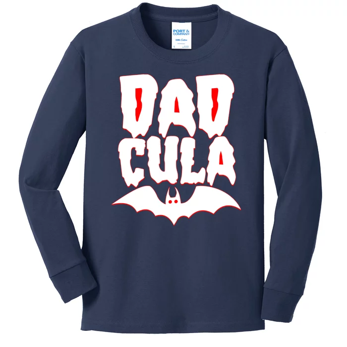 Funny Halloween Dadcula Dracula Kids Long Sleeve Shirt