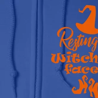 Funny Halloween Design Resting Witch Face Cute Gift Full Zip Hoodie