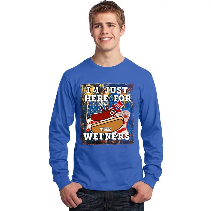 Funny Hot Dog Independence Day I’M Just Here For The Weiners Meaningful Gift Tall Long Sleeve T-Shirt