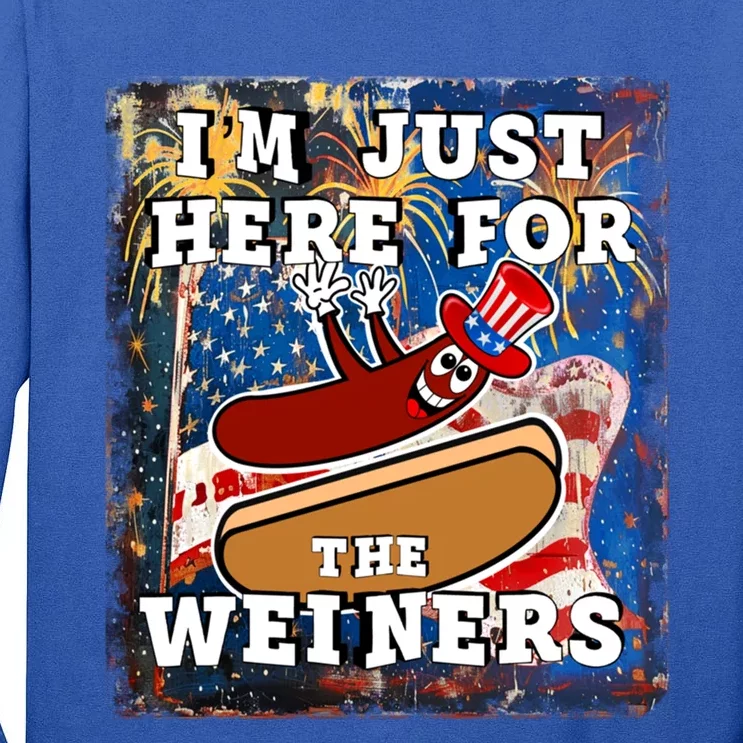 Funny Hot Dog Independence Day I’M Just Here For The Weiners Meaningful Gift Tall Long Sleeve T-Shirt