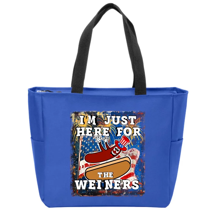 Funny Hot Dog Independence Day I’M Just Here For The Weiners Meaningful Gift Zip Tote Bag