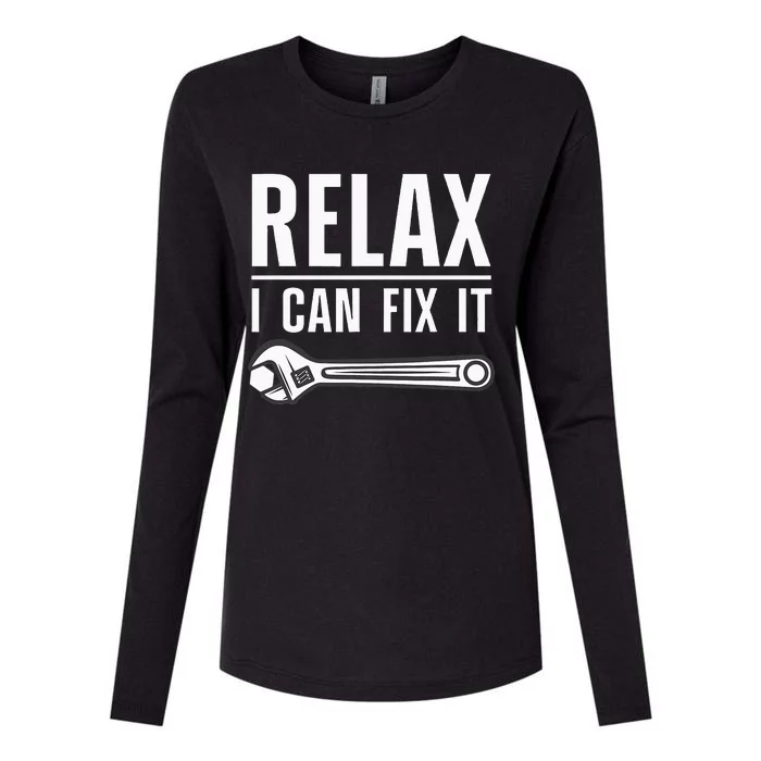 Funny Handyman Design Handyman Repair Tools Womens Cotton Relaxed Long Sleeve T-Shirt