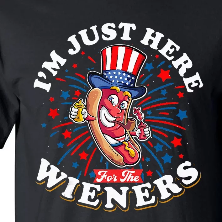 Funny Hot Dog I'm Just Here For The Wieners Sausage Lovers Tall T-Shirt