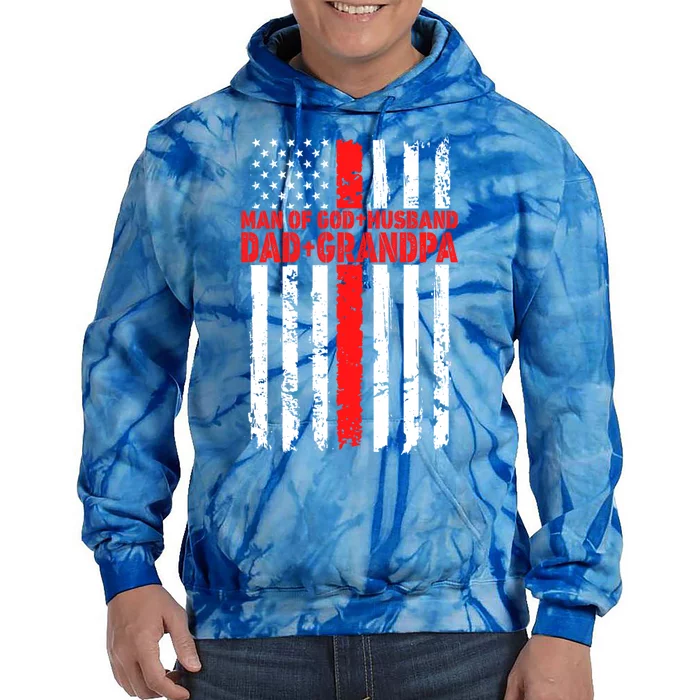 Funny Husband Dad Grandpa American Flag Fathers Day Meaningful Gift Tie Dye Hoodie