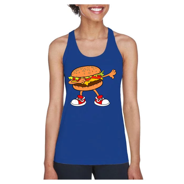 Funny Hamburger Dab Art Women Cheeseburger Lover Women's Racerback Tank