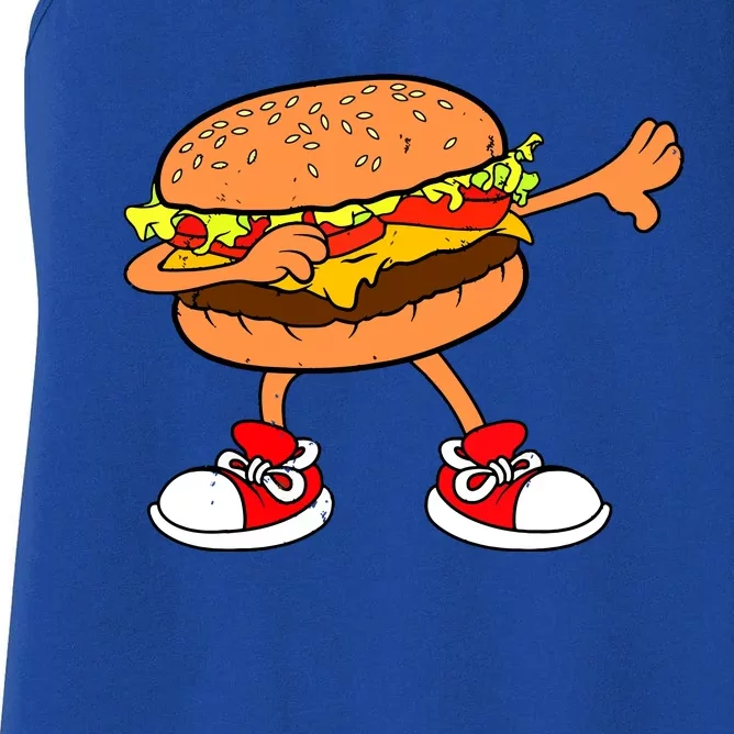 Funny Hamburger Dab Art Women Cheeseburger Lover Women's Racerback Tank