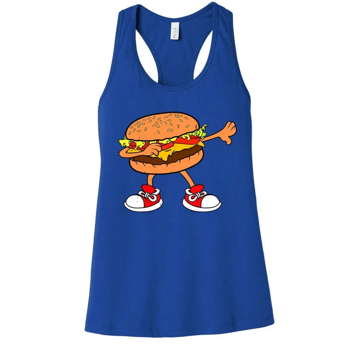 Funny Hamburger Dab Art Women Cheeseburger Lover Women's Racerback Tank