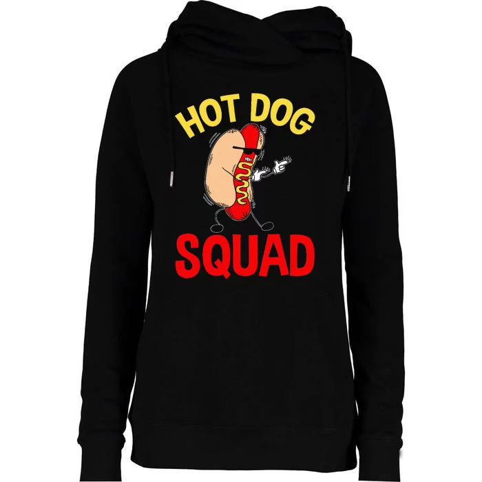 Funny Hot Dog Squad Hot Dog Womens Funnel Neck Pullover Hood