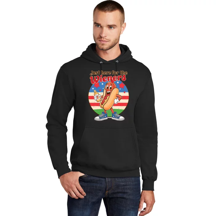 Funny Hot Dog IM Just Here For The Wieners 4th Of July Bbq Hoodie