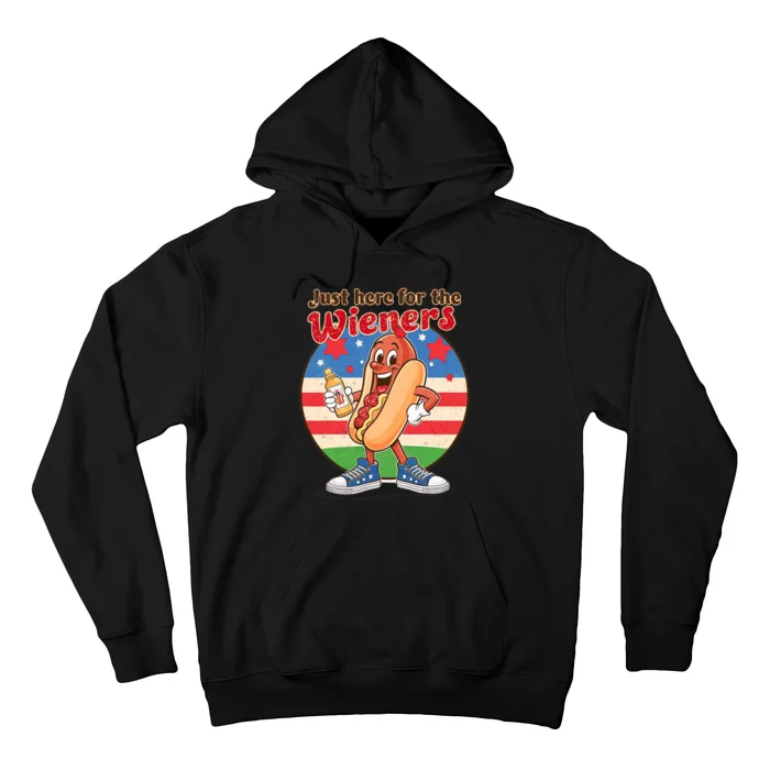 Funny Hot Dog IM Just Here For The Wieners 4th Of July Bbq Hoodie