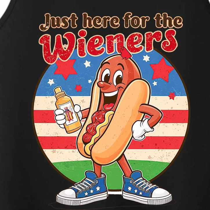 Funny Hot Dog IM Just Here For The Wieners 4th Of July Bbq Performance Tank