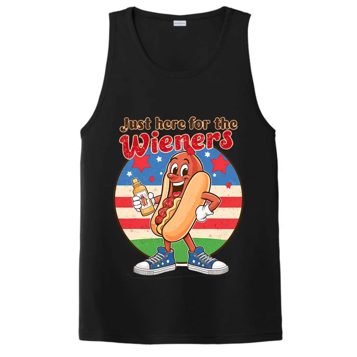 Funny Hot Dog IM Just Here For The Wieners 4th Of July Bbq Performance Tank