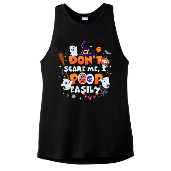 Funny Halloween Dont Scare Me I Poop Easily Ladies Tri-Blend Wicking Tank