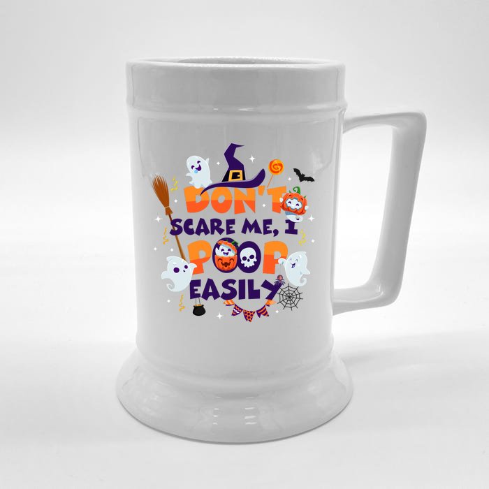 Funny Halloween Dont Scare Me I Poop Easily Front & Back Beer Stein