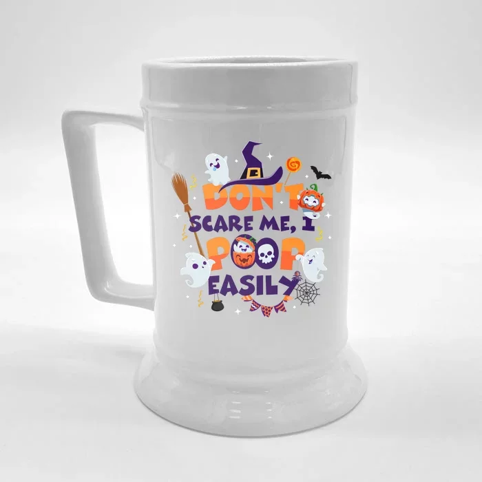 Funny Halloween Dont Scare Me I Poop Easily Front & Back Beer Stein