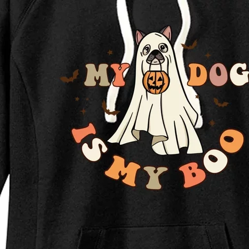 Funny Halloween Dog Ghost Pumpkin My Dog Is My Boo Dog Lover Cute Gift Women's Fleece Hoodie