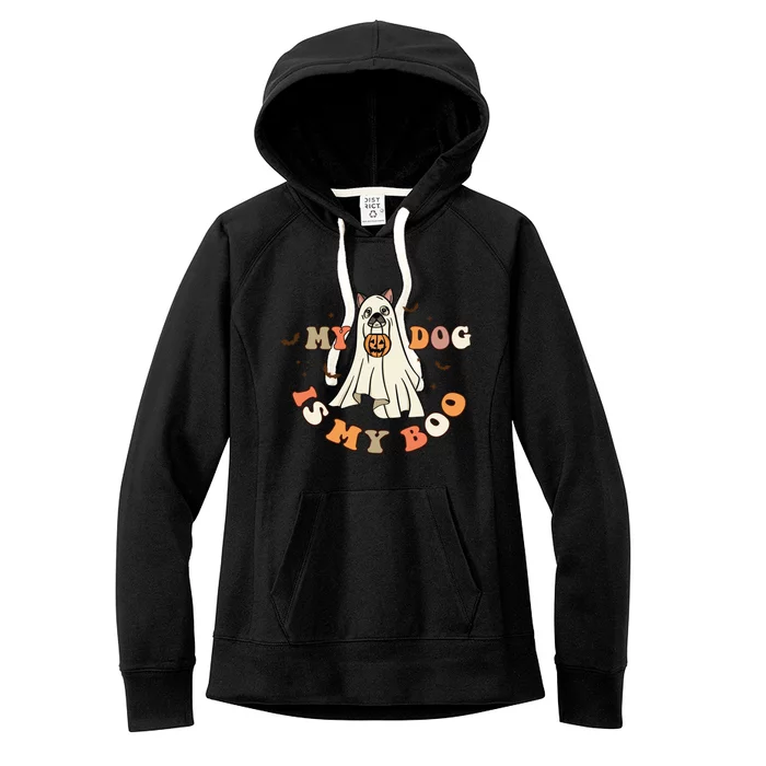 Funny Halloween Dog Ghost Pumpkin My Dog Is My Boo Dog Lover Cute Gift Women's Fleece Hoodie