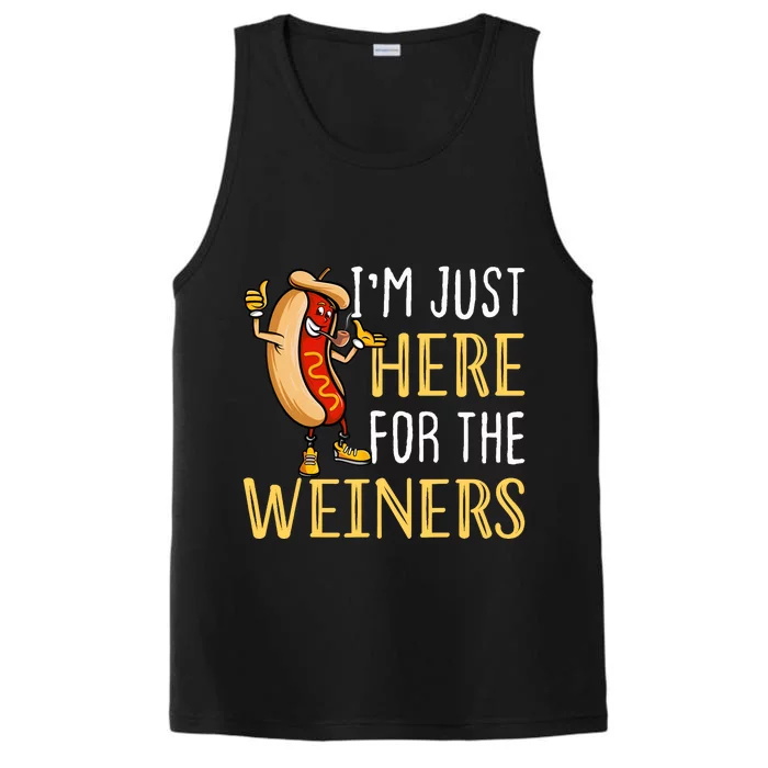 Funny Hot Dog I'm Just Here For The Wieners Sausage Performance Tank