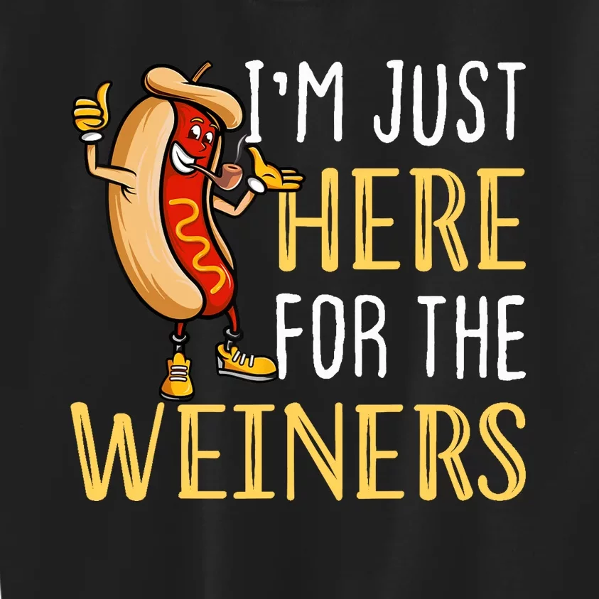 Funny Hot Dog I'm Just Here For The Wieners Sausage Kids Sweatshirt