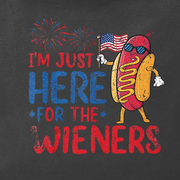 Funny Hot Dog IM Just Here For The Wieners 4th Of July Gift Zip Tote Bag