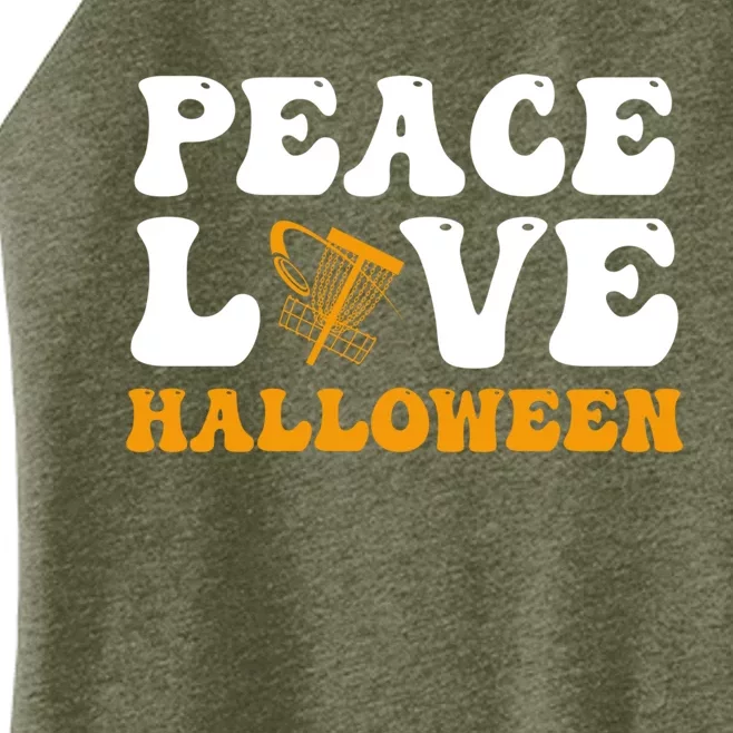 Funny Halloween Disc Golf Costume Peace Love Halloween Great Gift Women’s Perfect Tri Rocker Tank