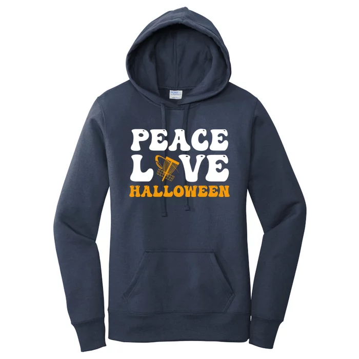 Funny Halloween Disc Golf Costume Peace Love Halloween Great Gift Women's Pullover Hoodie