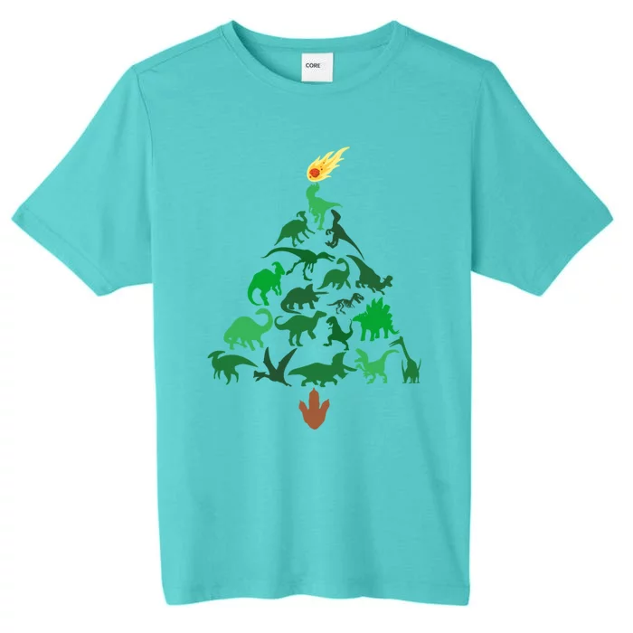 Funny Holyday Dinosaur Merry Christmas Tree Dino Pj Gift ChromaSoft Performance T-Shirt