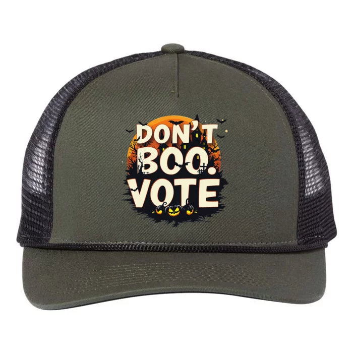 Funny Halloween DonT Boo Vote Spooky Pumpkin Retro Rope Trucker Hat Cap