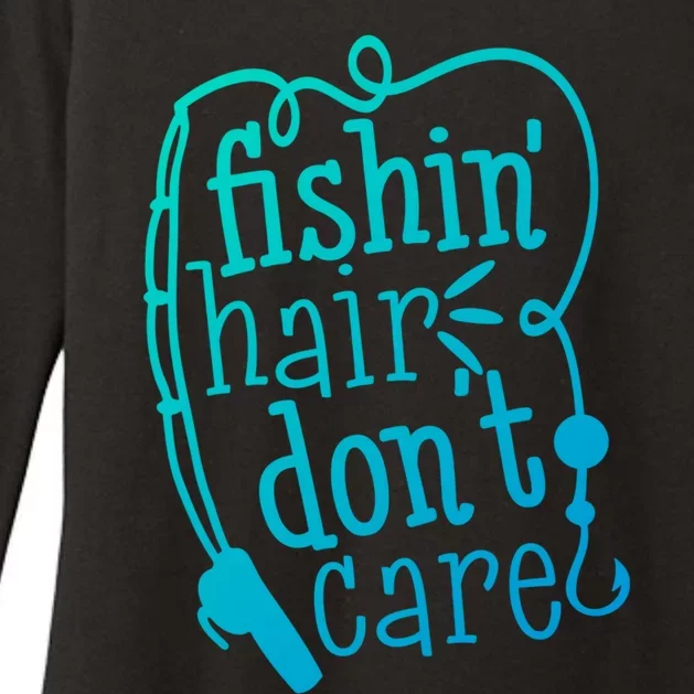 Fishin Hair Dont Care Funny Fishing Trip Outfit Cool Gift Womens CVC Long Sleeve Shirt