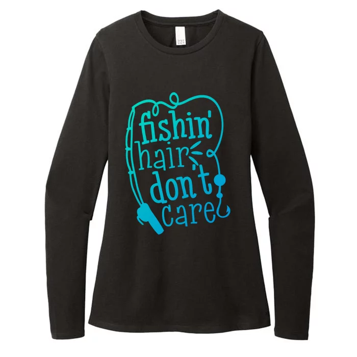 Fishin Hair Dont Care Funny Fishing Trip Outfit Cool Gift Womens CVC Long Sleeve Shirt